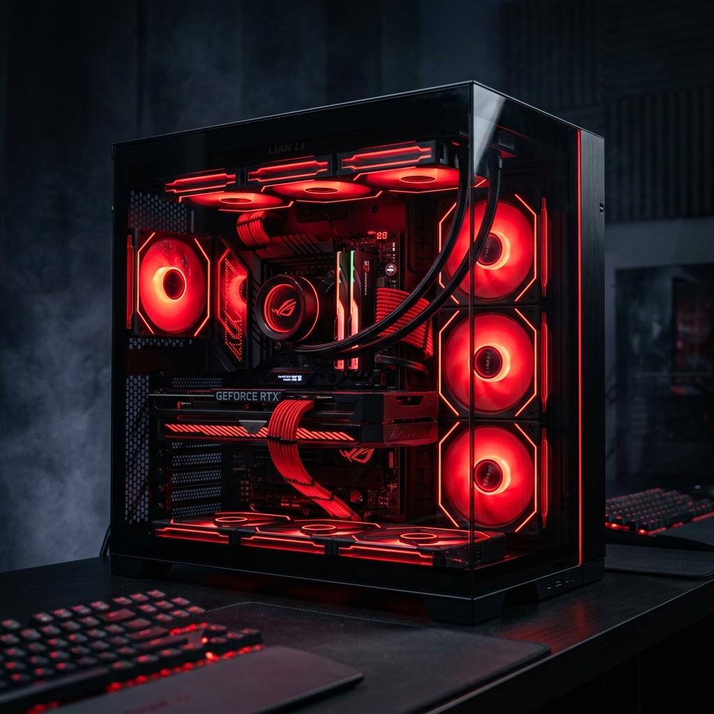 Gaming PC dengan LED merah dari RI Tech Komputer